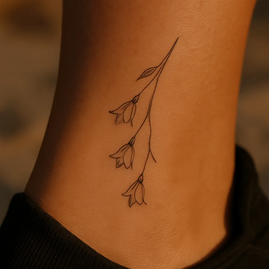 Fine-line lily of the valley stem wrapping the inner ankle bone