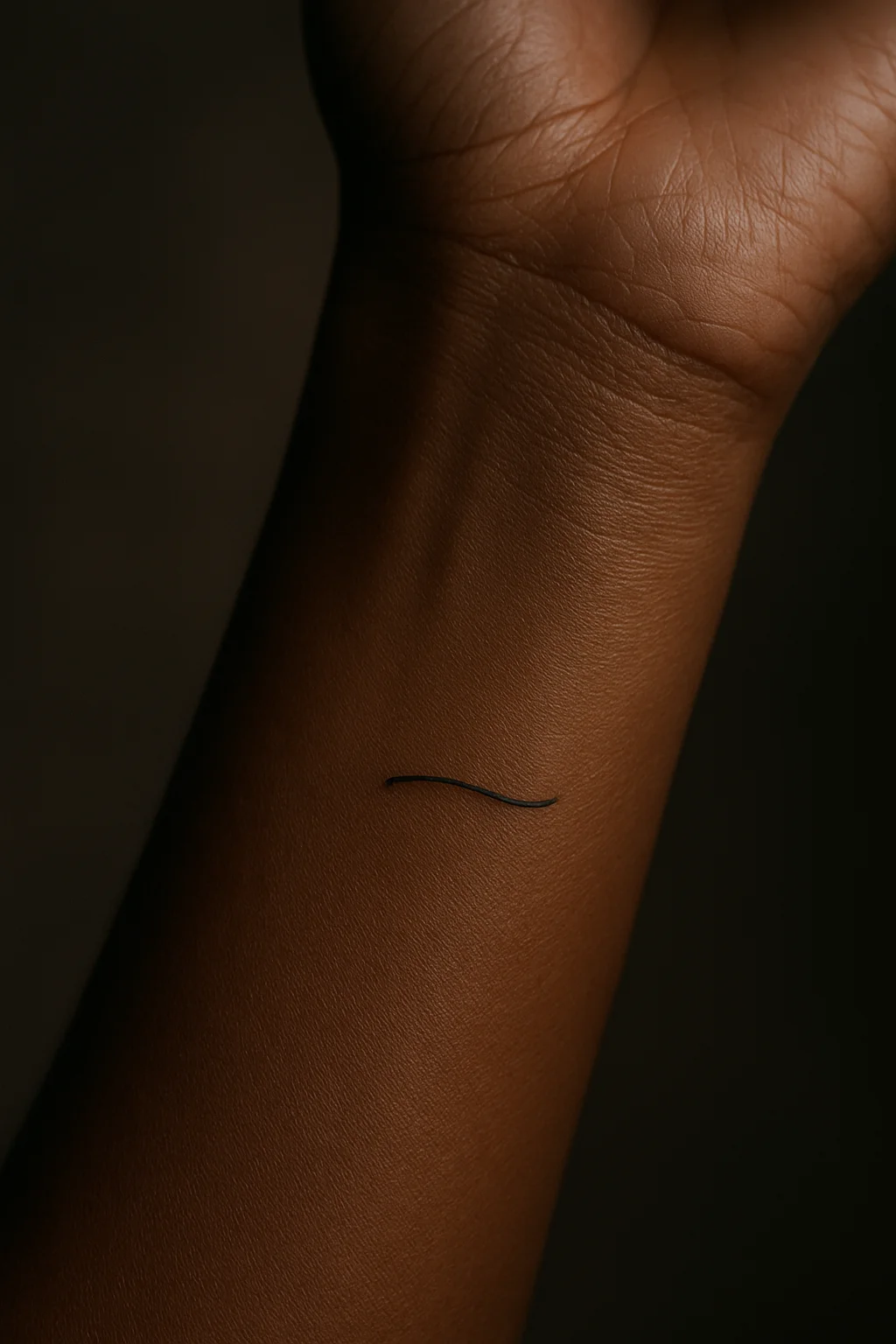 Fine-line lowercase script word tattoo on the inner wrist, a small meaningful first tattoo
