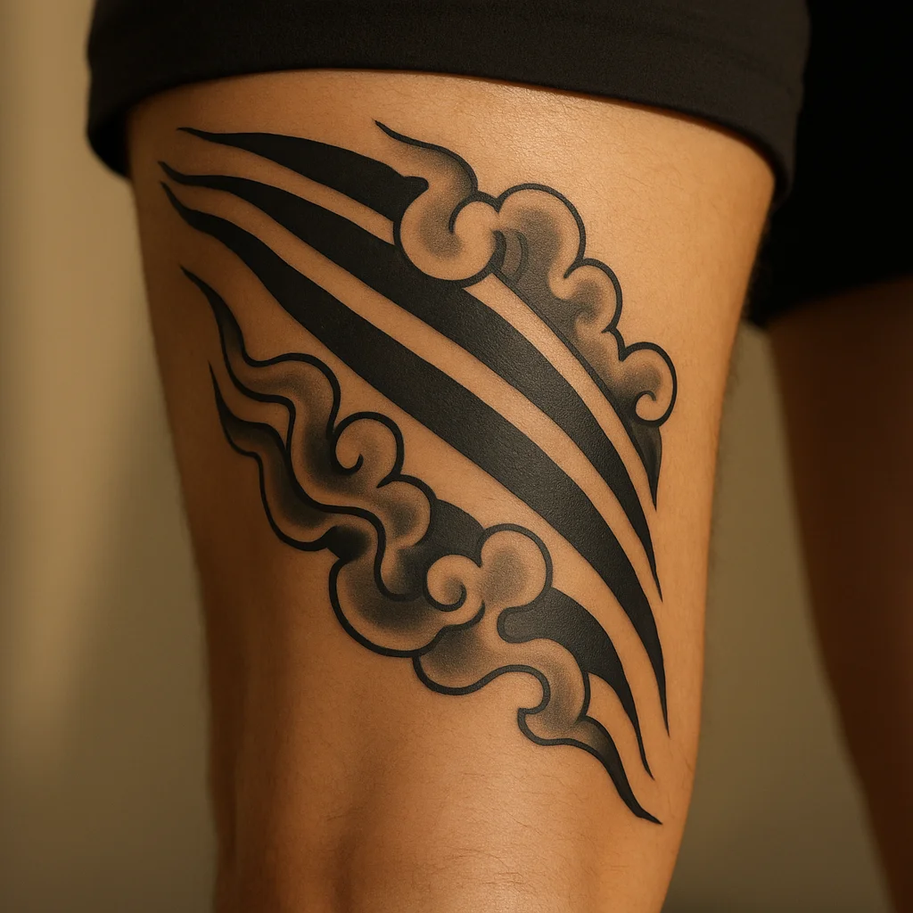 Japanese wind bar filler wrapping the back of the calf and behind the knee