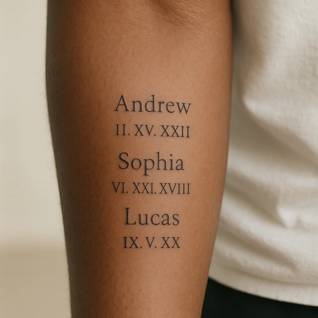 Kids' Names and Birthdates: 27 Family Tattoo Ideas