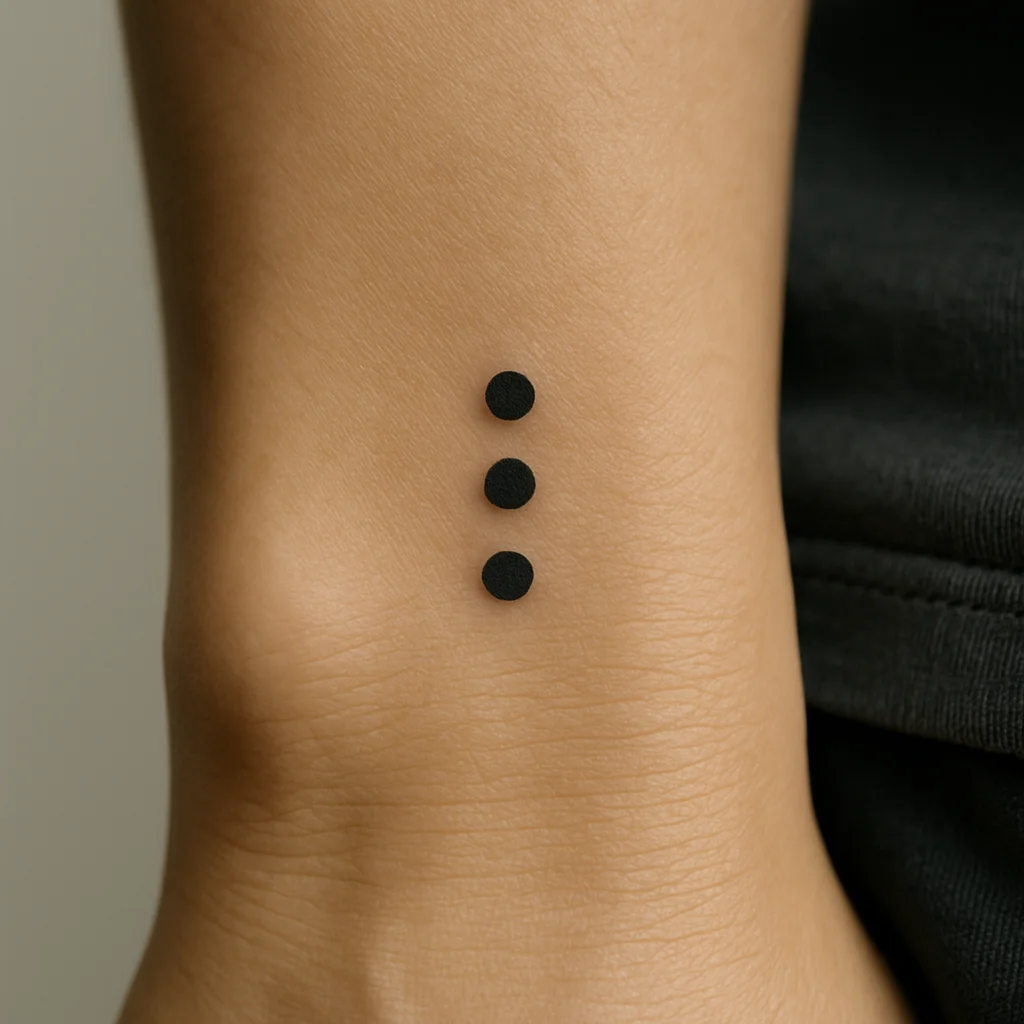 Three stacked dots tattooed vertically over the wrist bone