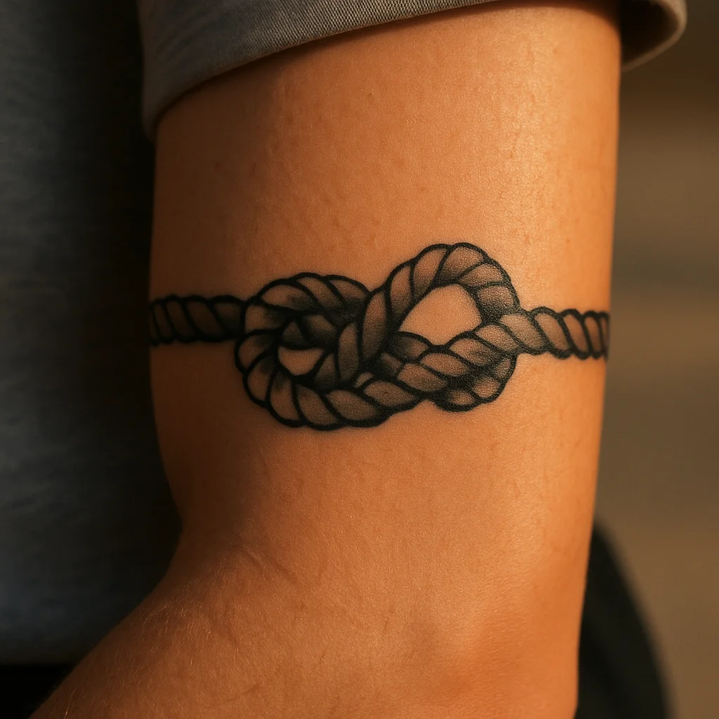 Traditional rope band with a figure-eight knot wrapping the forearm