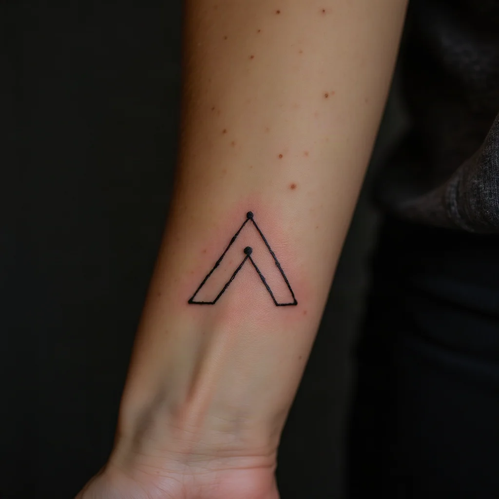 Three dots in a triangle tattooed on the side of a sister's wrist